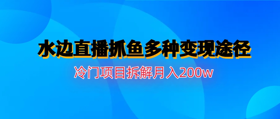 水边直播抓鱼：冷门项目月入200w，多种变现途径全面解析