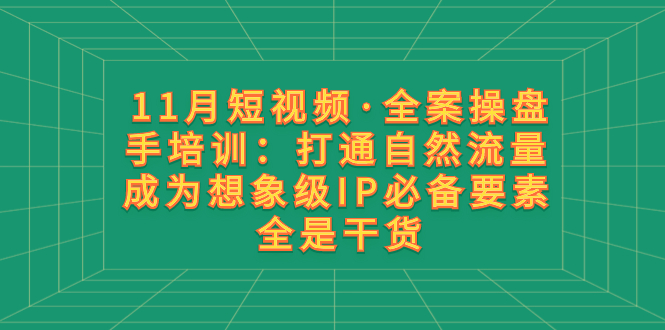 （8182期）11月短视频·全案操盘手培训：打通自然流量 成为想象级IP必备要素 全是干货插图