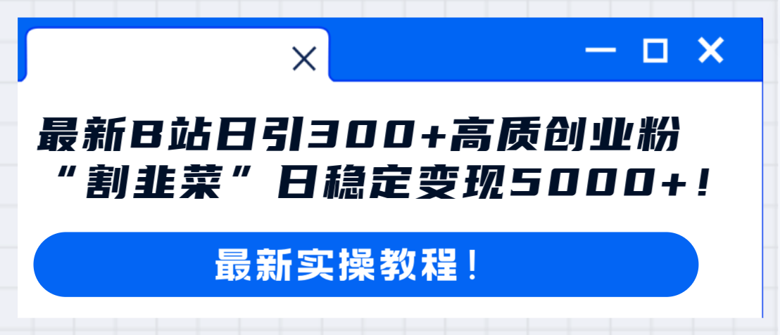 （8216期）最新B站日引300+高质创业粉教程！“割韭菜”日稳定变现5000+！插图