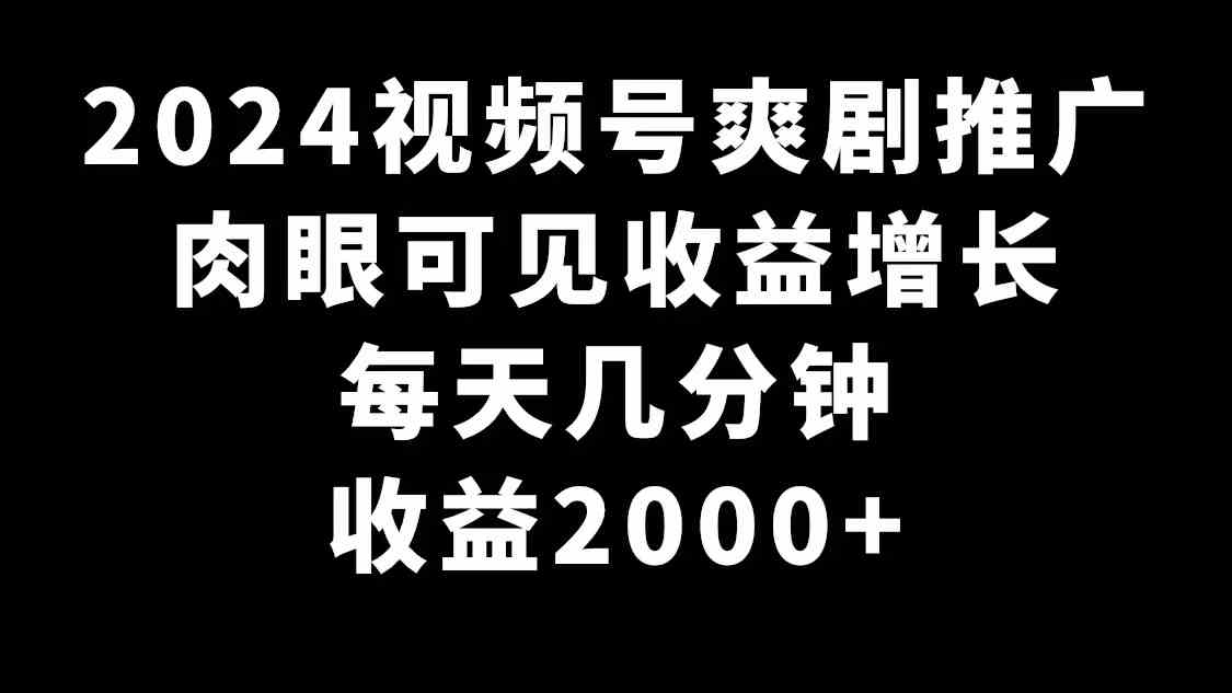 （9028期）2024视频号爽剧推广，肉眼可见的收益增长，每天几分钟收益2000+插图