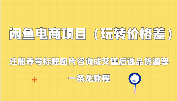 闲鱼电商项目（玩转价格差）：注册养号标题图片咨询成交售后选品货源等，一条龙教程插图