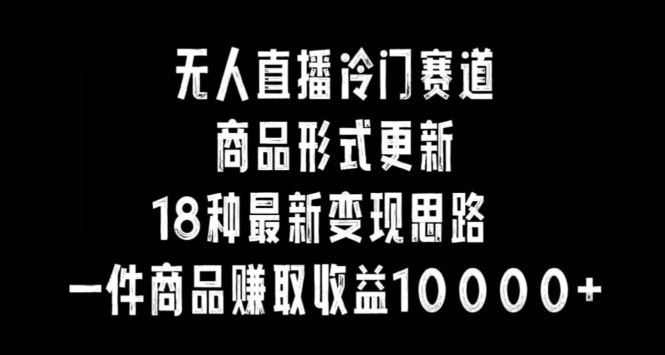 无人直播冷门赛道，商品形式更新，18种变现思路，一件商品赚取收益10000+【揭秘】插图