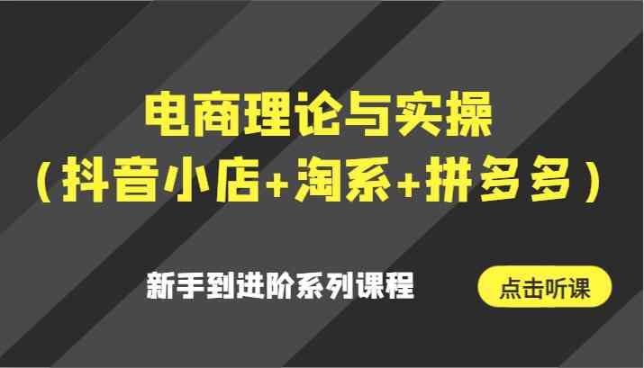 电商理论与实操（抖音小店+淘系+拼多多）新手到进阶系列课程插图