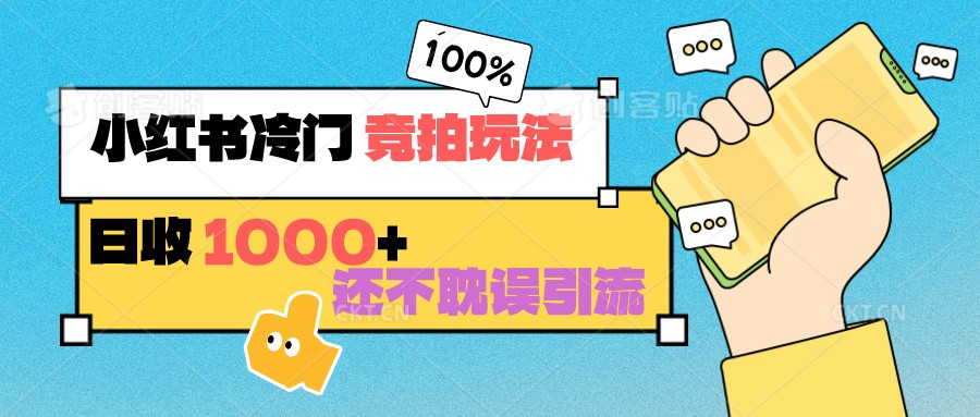 小红书冷门 竞拍玩法 日收1000+ 不耽误引流 可以做店铺 可以做私域插图