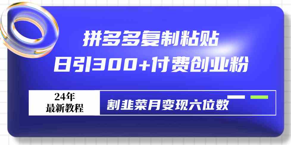 （9129期）拼多多复制粘贴日引300+付费创业粉，割韭菜月变现六位数最新教程！插图