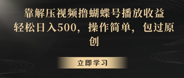 靠解压视频撸蝴蝶号播放收益，轻松日入500，操作简单，包过原创【揭秘】插图