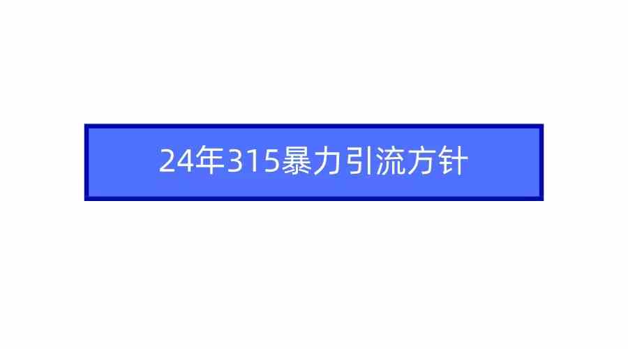 （9398期）2024年315暴力引流方针插图