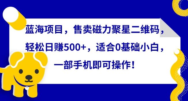 蓝海项目，售卖磁力聚星二维码，轻松日赚500+，适合0基础小白，一部手机即可操作【揭秘】插图