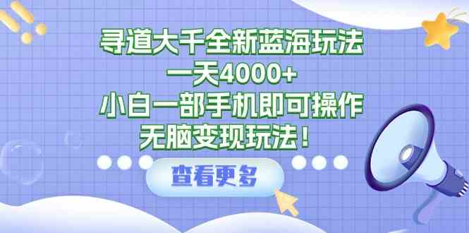 （9479期）寻道大千全新蓝海玩法，一天4000+，小白一部手机即可操作，无脑变现玩法！插图