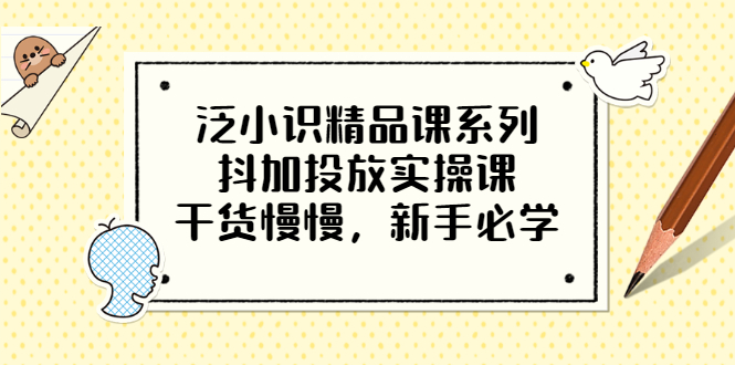 （3190期）泛小识精品课系列：抖加投放实操课，干货慢慢，新手必学（12节视频课）插图