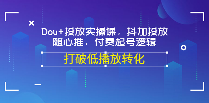 （3179期）Dou+投放实操课，抖加投放，随心推，付费起号逻辑，打破低播放转化插图