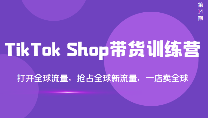 （3342期）TikTok Shop带货训练营，打开全球流量，抢占全球新流量 一店卖全球(第14期)插图