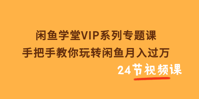 （3410期）闲鱼学堂VIP系列专题课：手把手教你玩转闲鱼月入过万（共24节视频课）插图