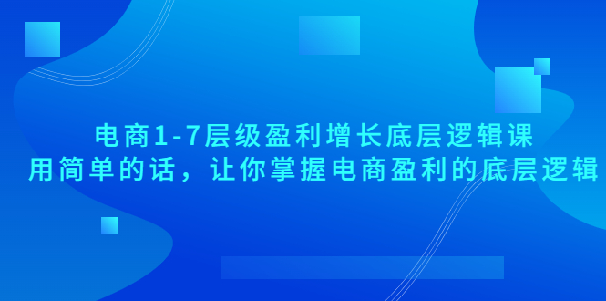 （3403期）电商1-7层级盈利增长底层逻辑课：用简单的话，让你掌握电商盈利的底层逻辑插图