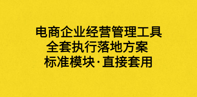 （3439期）外面卖198·电商企业经营管理工具：全套执行落地方案 标准模块·直接套用插图