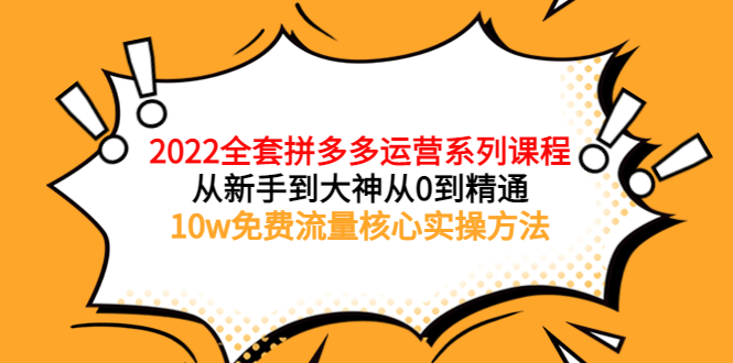 （3654期）2022全套拼多多运营课程，从新手到大神从0到精通，10w免费流量核心实操方法插图