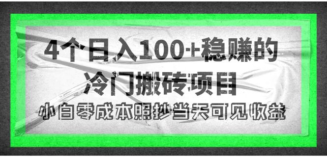 （4041期）4个稳赚的冷门搬砖项目，每个项目日入100+小白零成本照抄当天可见收益插图