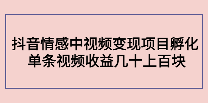 （4282期）黄岛主副业孵化营第5期：抖音情感中视频变现项目孵化 单条视频收益几十上百插图