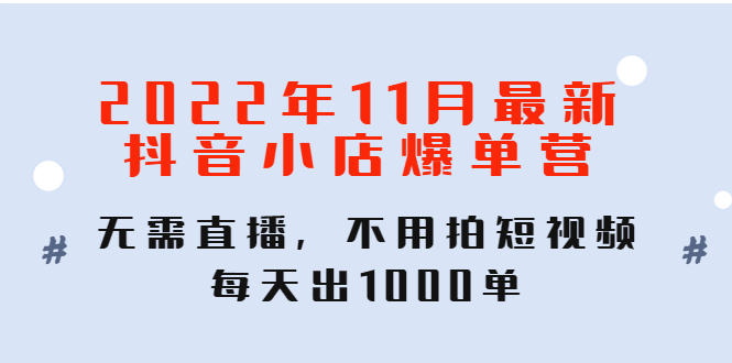 （4356期）2022年11月最新抖音小店爆单训练营：无需直播，不用拍短视频，每天出1000单插图