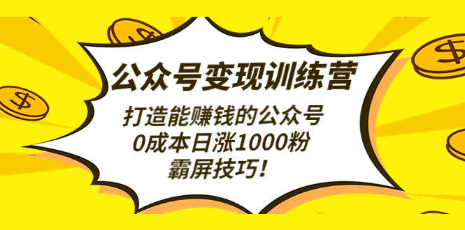 （4585期）公众号变现训练营（第3期）打造能赚钱的公众号，0成本日涨1000粉，霸屏技巧插图