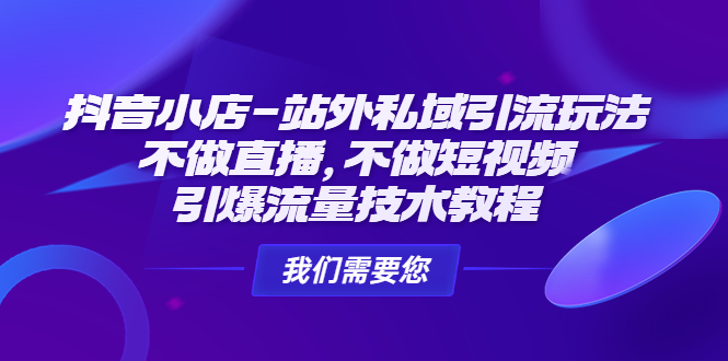 （4673期）抖音小店-站外私域引流玩法：不做直播，不做短视频，引爆流量技术教程插图