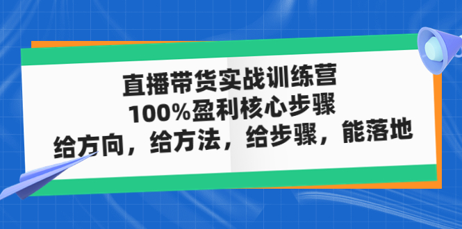 （4785期）直播带货实战训练营：100%盈利核心步骤，给方向，给方法，给步骤，能落地插图