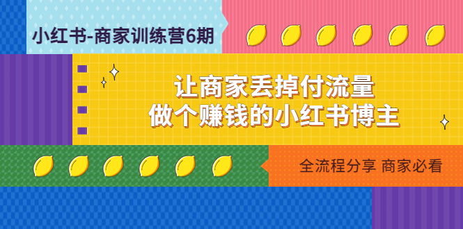 （4782期）小红书-商家训练营12期：让商家丢掉付流量，做个赚钱的小红书博主插图