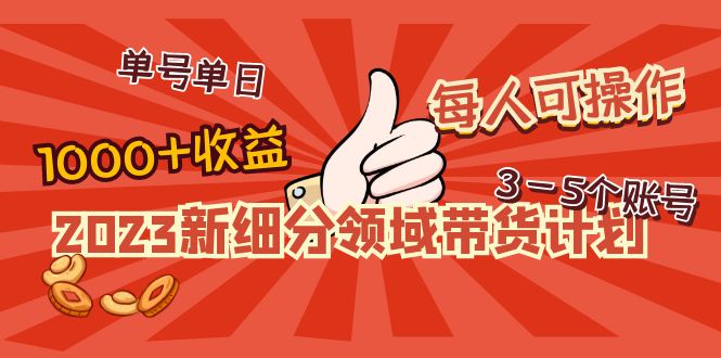 （4827期）2023新细分领域带货计划：单号单日1000+收益不难，每人可操作3-5个账号插图