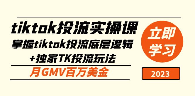 （5077期）tiktok投流实操课：掌握tiktok投流底层逻辑+独家TK投流玩法 月GMV百万美金插图