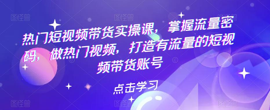 （5773期）热门短视频带货实战 掌握流量密码 做热门视频 打造有流量的短视频带货账号插图