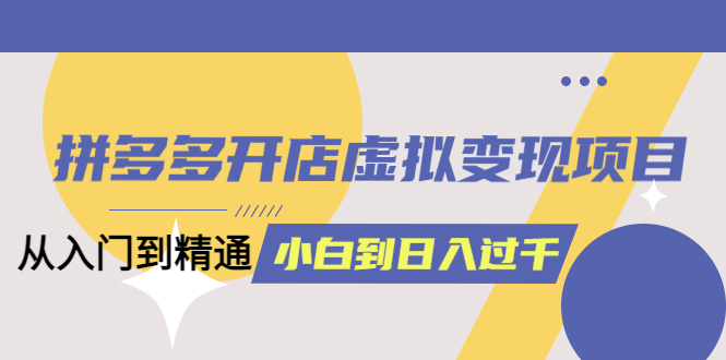 （6169期）拼多多开店虚拟变现项目：入门到精通 从小白到日入1000（完整版）6月13更新插图