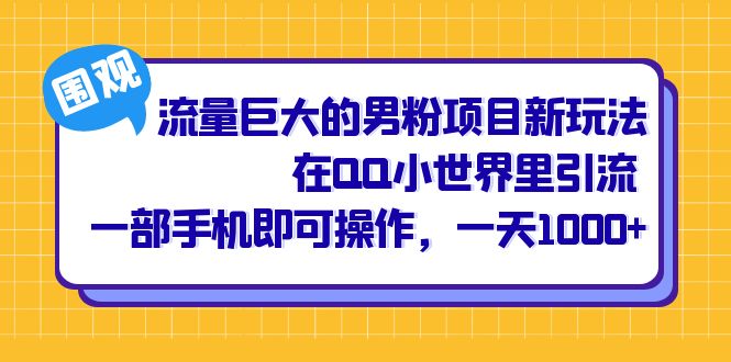 （6845期）流量巨大的男粉项目新玩法，在QQ小世界里引流 一部手机即可操作，一天1000+插图