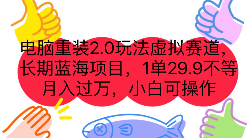 （7037期）电脑重装2.0玩法虚拟赛道，长期蓝海项目 一单29.9不等 月入过万 小白可操作插图