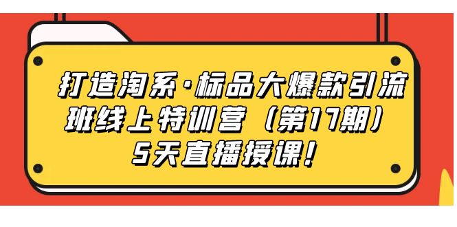 （7226期）打造淘系·标品大爆款引流班线上特训营（第17期）5天直播授课！插图