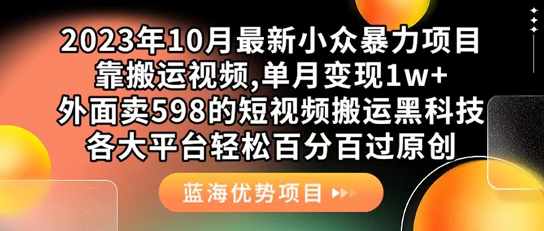 （7399期）外面卖598的10月最新短视频搬运黑科技，各大平台百分百过原创 靠搬运月入1w插图