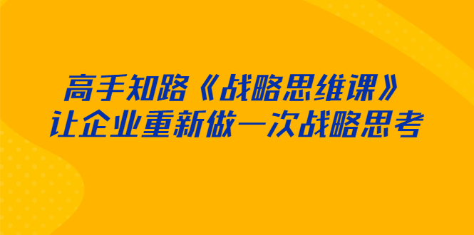 （2519期）高手知路《战略思维课》让企业重新做一次战略思考插图