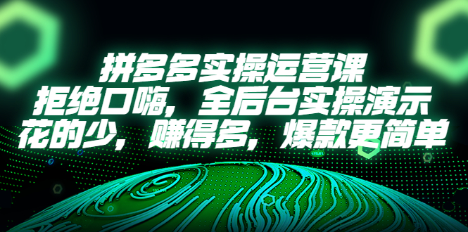 （5423期）拼多多实操运营课：拒绝口嗨，全后台实操演示，花的少，赚得多，爆款更简单插图