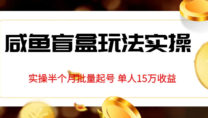 独家首发咸鱼盲盒玩法实操,半个月批量起号单人15万收益揭秘 独家首发咸鱼盲盒玩法实操,半个月批量起号单人15万收益揭秘