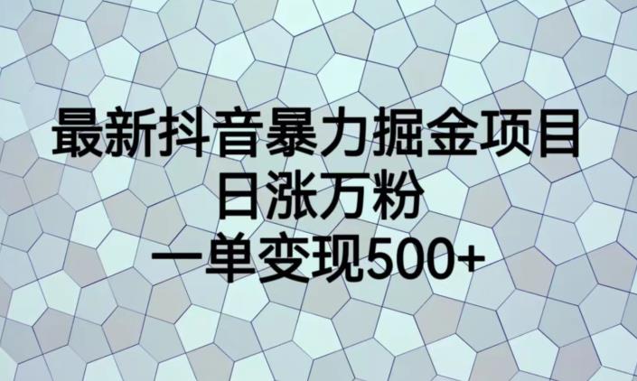 最新抖音暴力掘金项目，日涨万粉，一单变现500+【揭秘】