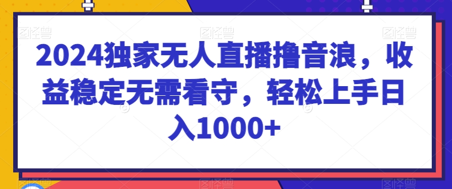 2024独家无人直播撸音浪，收益稳定无需看守，轻松上手日入1000+