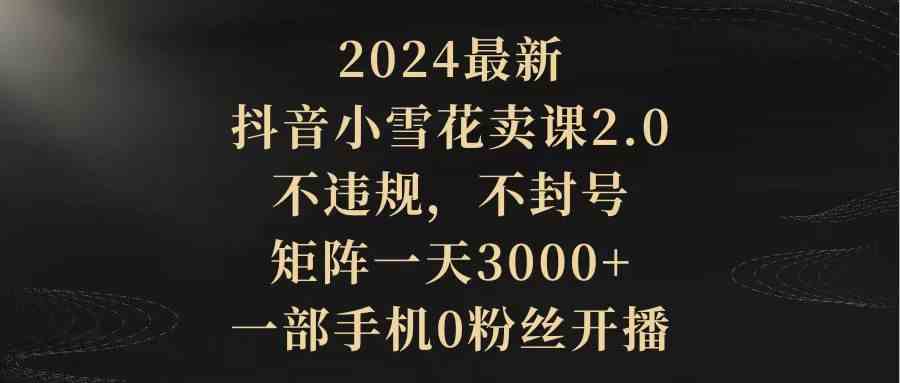 （9639期）2024最新抖音小雪花卖课2.0 不违规 不封号 矩阵一天3000+一部手机0粉丝开播插图