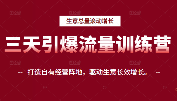 三天引爆流量训练营，打造自有经营阵地，驱动生意长效增长。插图