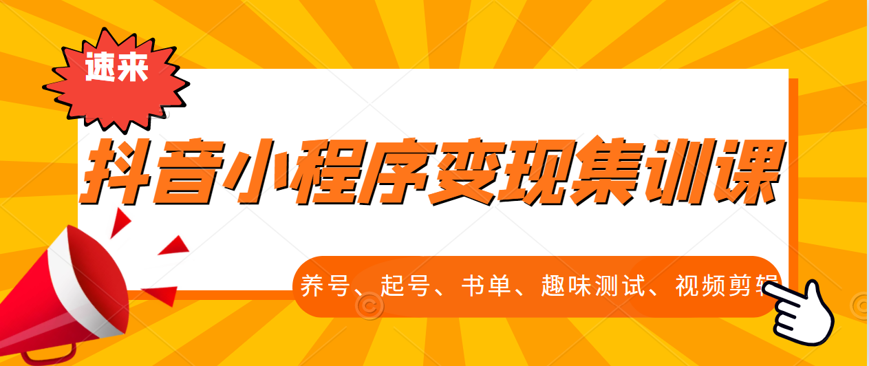 抖音小程序变现集训课，养号、起号、书单、趣味测试、视频剪辑，全套流程插图