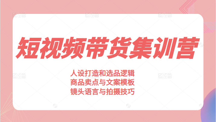 素人短视频带货集训营，人设打造和选品逻辑，商品卖点与文案模板，镜头语言与拍摄技巧插图