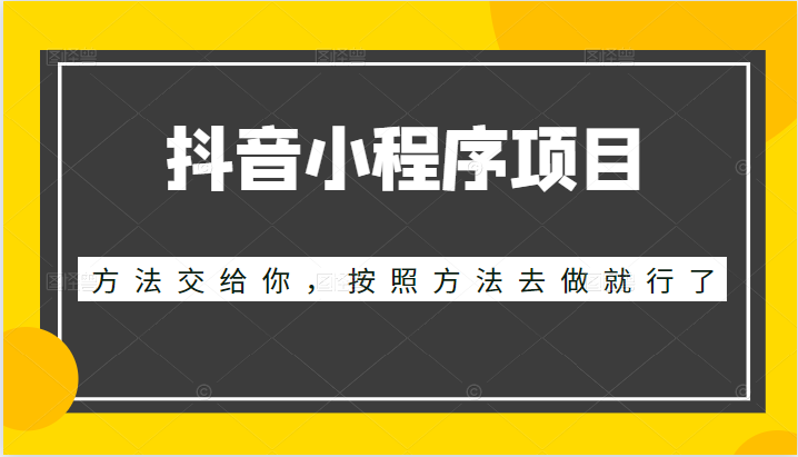 抖音小程序项目，方法交给你，按照方法去做就行了插图