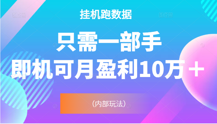 挂机跑数据，只需一部手即机可月盈利10万＋（内部玩法）价值4988元插图