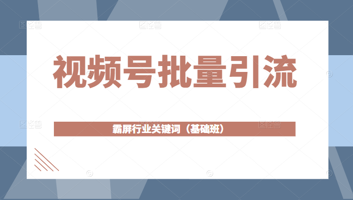 视频号批量引流，霸屏行业关键词（基础班）全面系统讲解视频号玩法插图