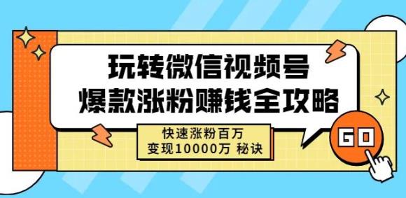 玩转微信视频号爆款涨粉赚钱全攻略，快速涨粉百万变现万元秘诀插图