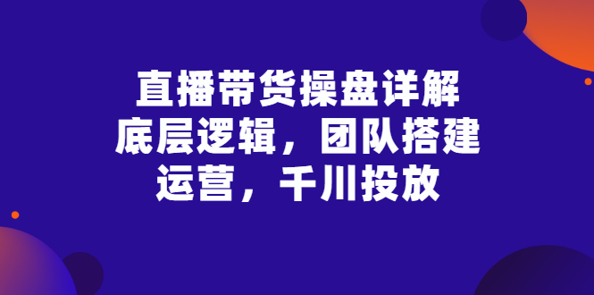 直播带货操盘详解：底层逻辑，团队搭建，运营，千川投放插图