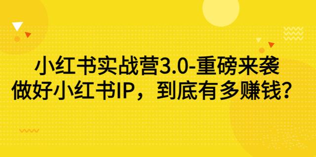 小红书实战营3.0-重磅来袭：做好小红书IP，到底有多赚钱？（价值7999元）插图